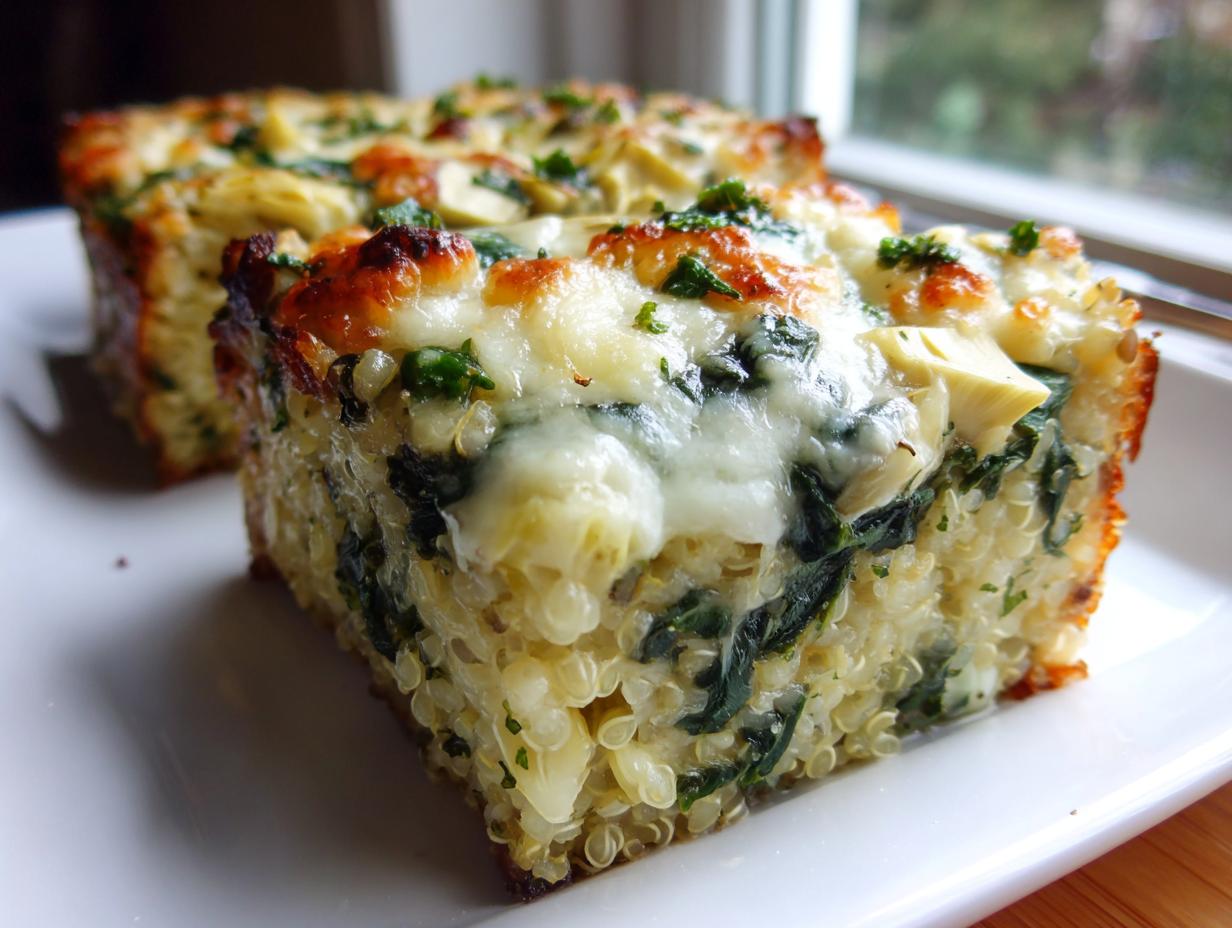 Amazing spinach artichoke quinoa casserole in 15 minutes