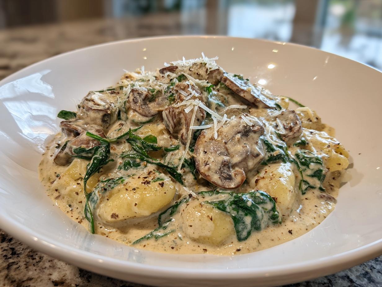 Amazing 20-min spinach mushroom gnocchi recipe
