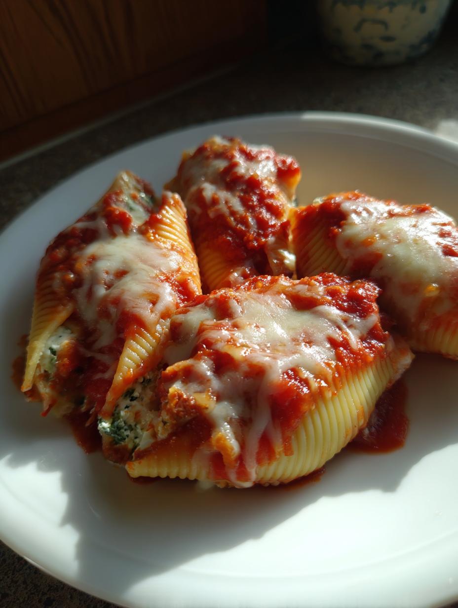 spinach ricotta stuffed shells - detail 2