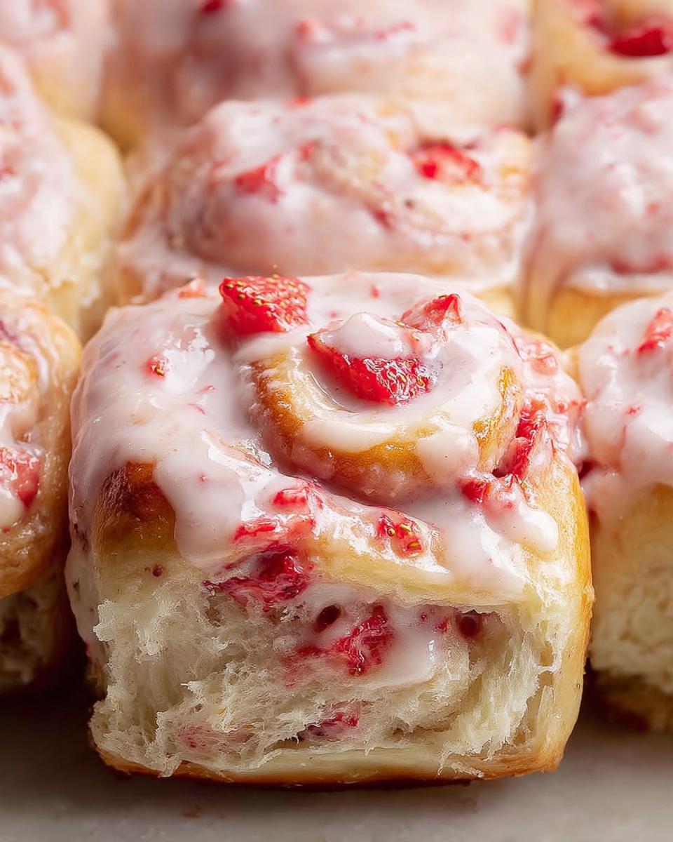 strawberries and cream sweet rolls - detail 1
