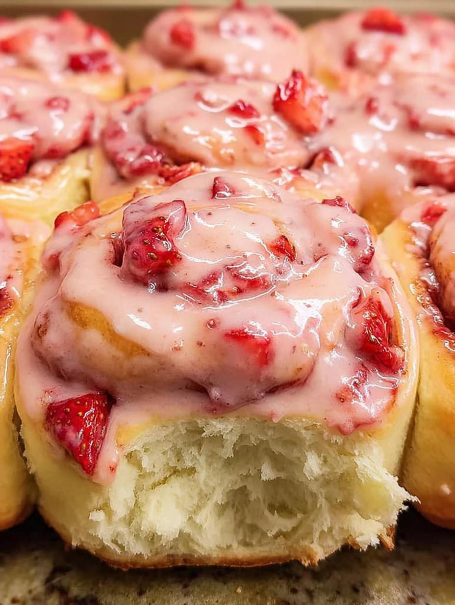 strawberries and cream sweet rolls - detail 2