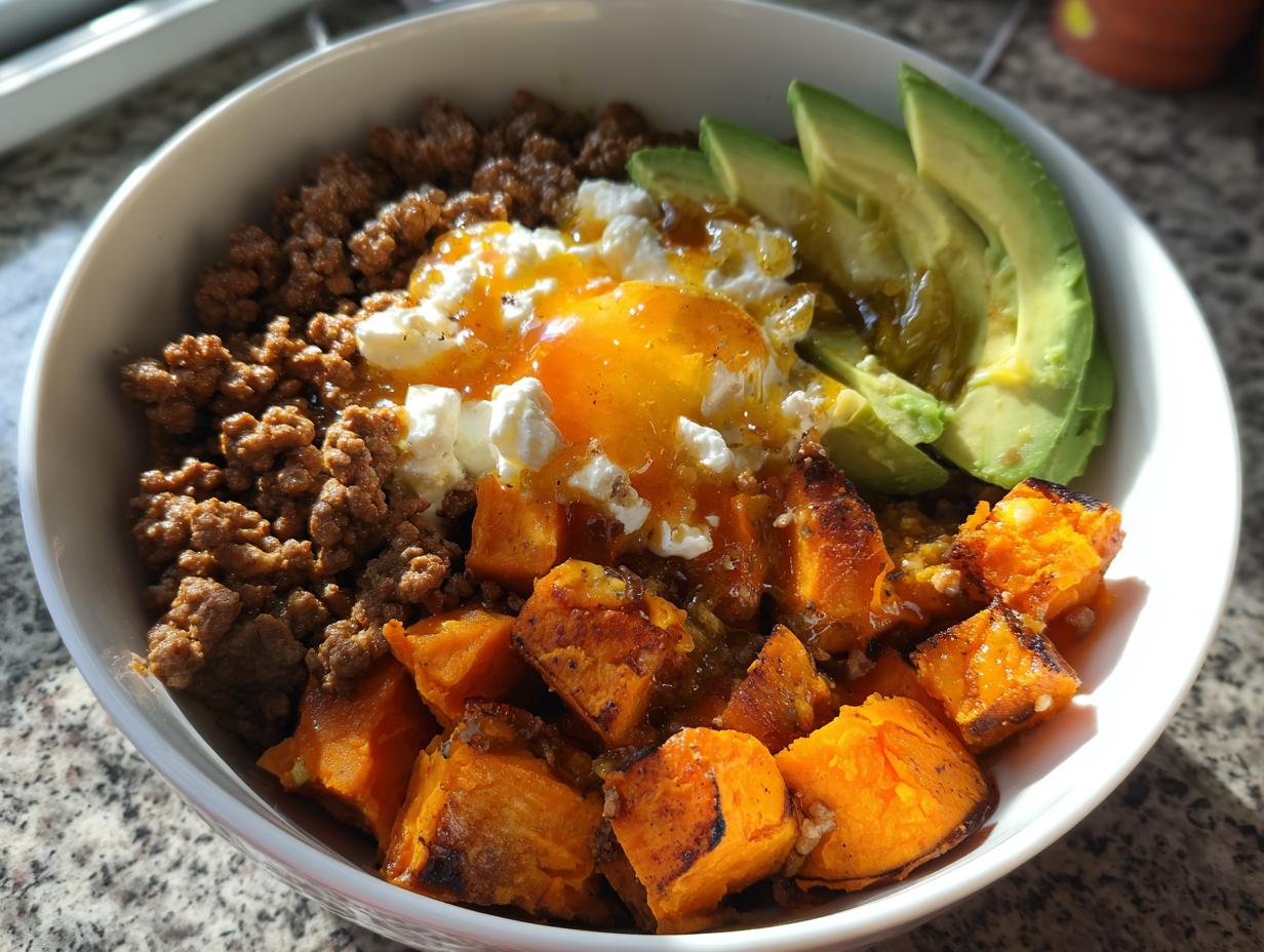 Amazing 4-Ingredient Sweet Potato Beef Bowl