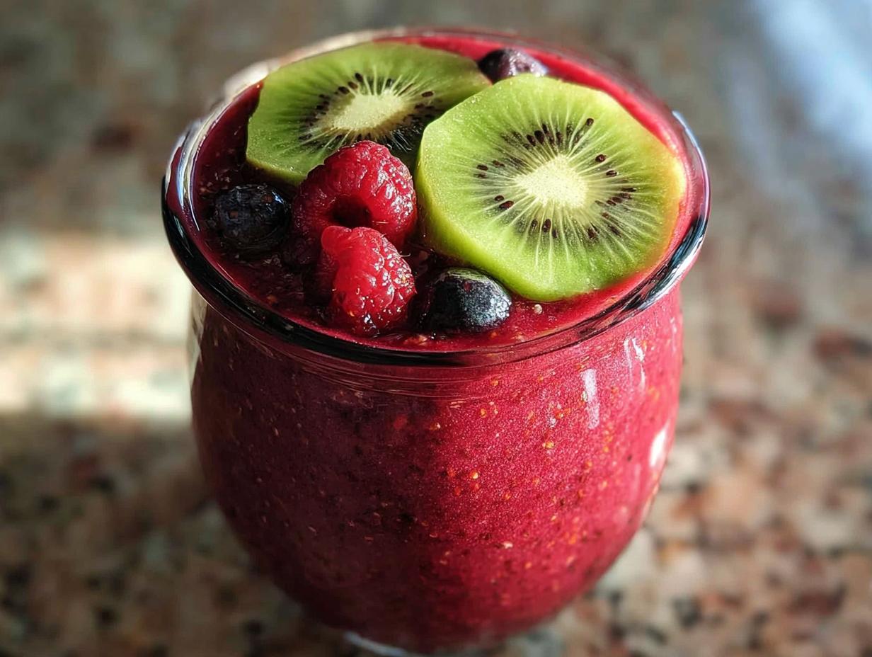 Amazing triple berry kiwi smoothie in 10 mins
