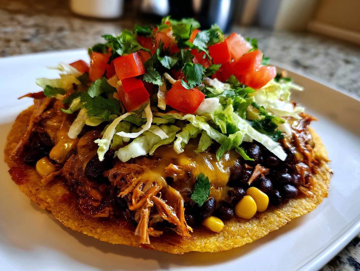 Chicken Tostadas with Black Beans and Corn