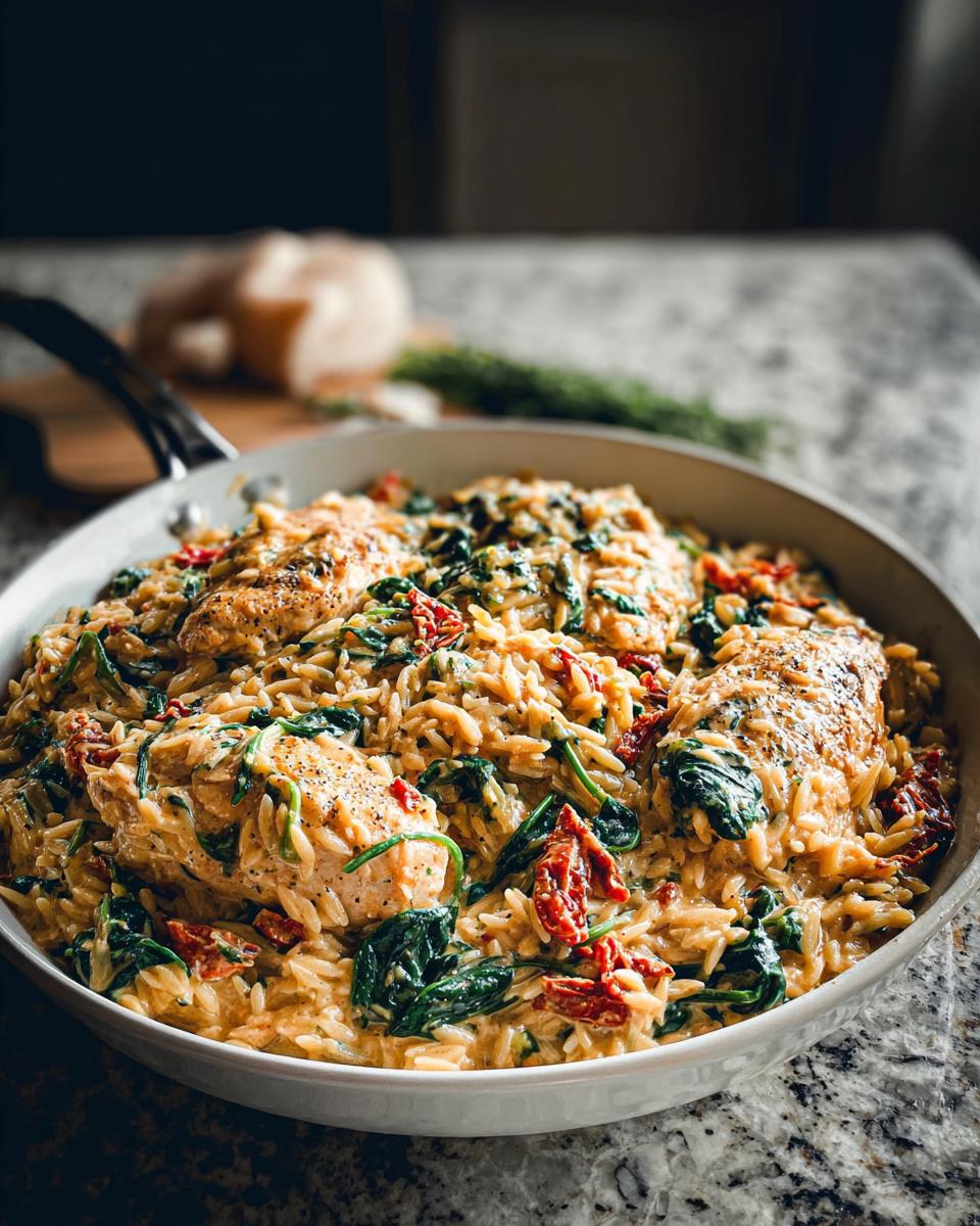 Creamy Tuscan Chicken Orzo One Pan Dinner - detail 1