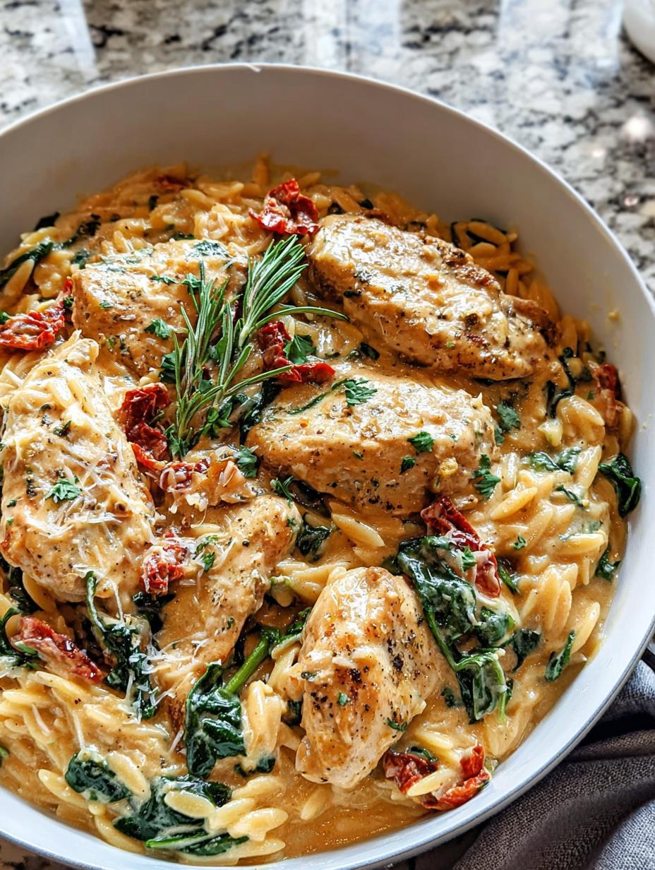 Creamy Tuscan Chicken Orzo One Pan Dinner - detail 2