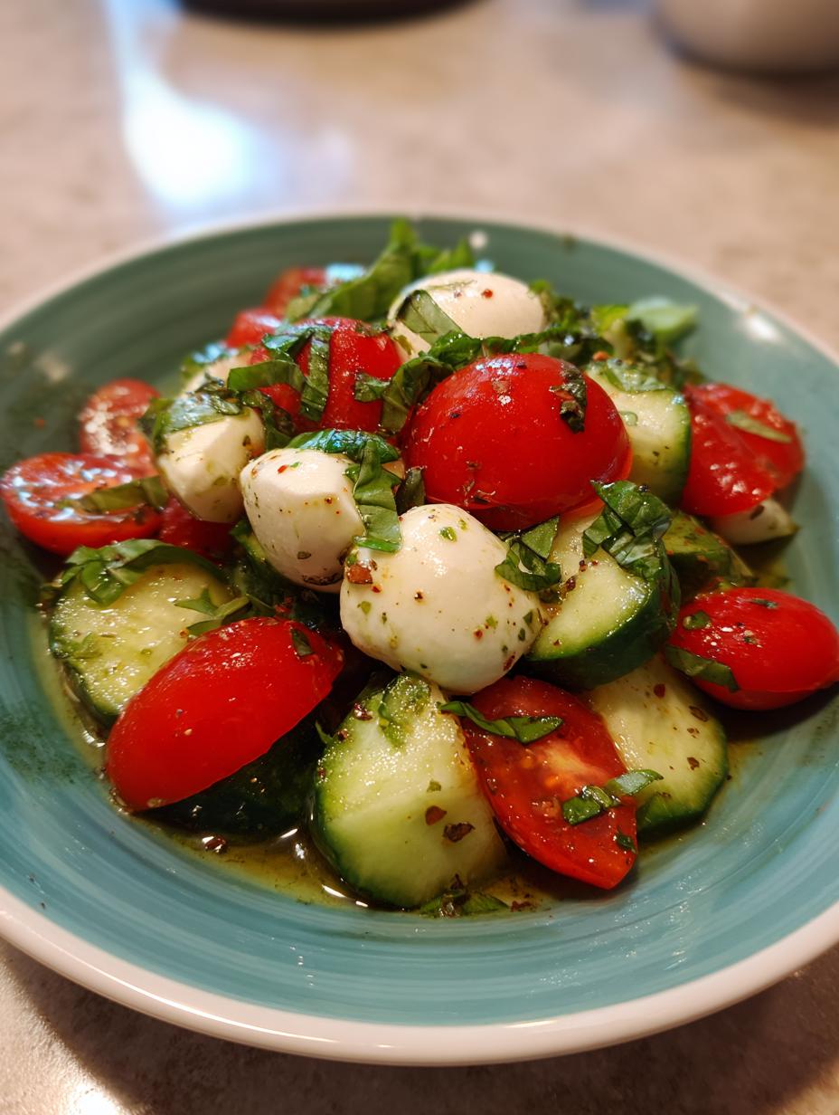 Cucumber Caprese Salad with Basil - detail 2