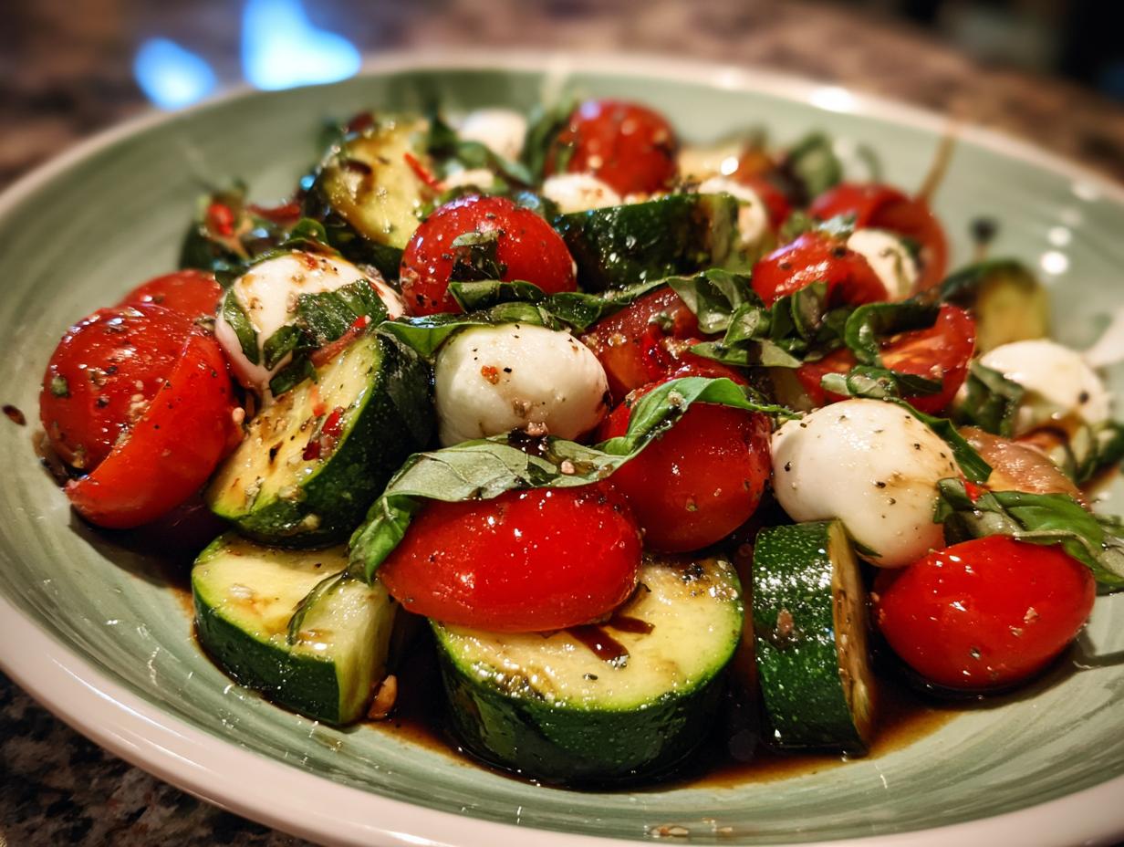 15 Minute Cucumber Caprese Salad with Basil Magic