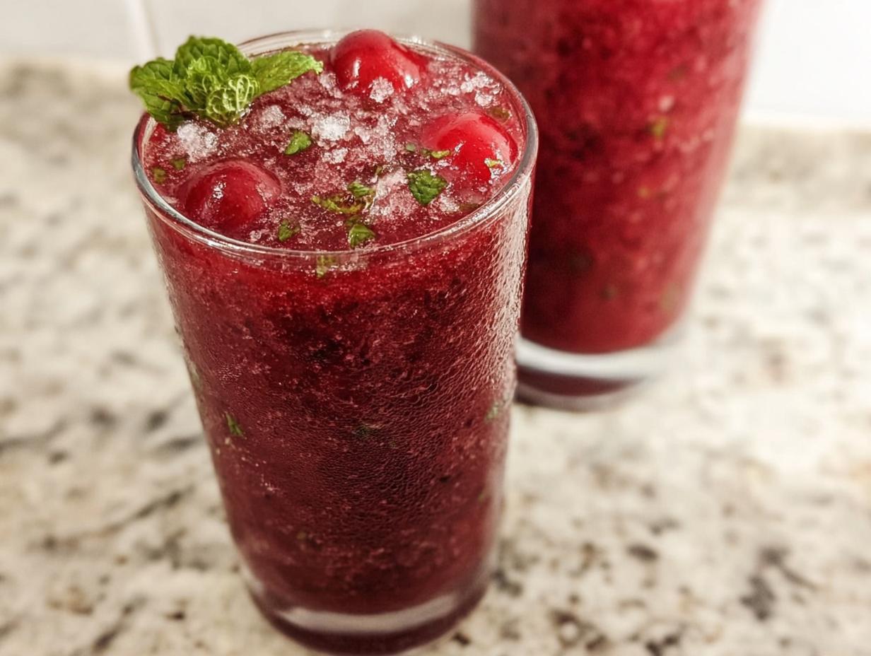 Amazing 15-Min Frozen Cherry Mint Mocktail Slushy