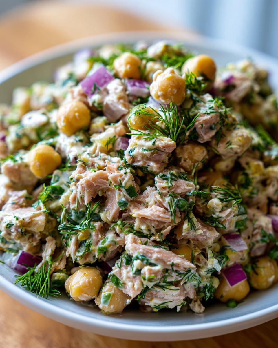 Healthy Tuna Chickpea Salad with Lemon Dill - detail 1