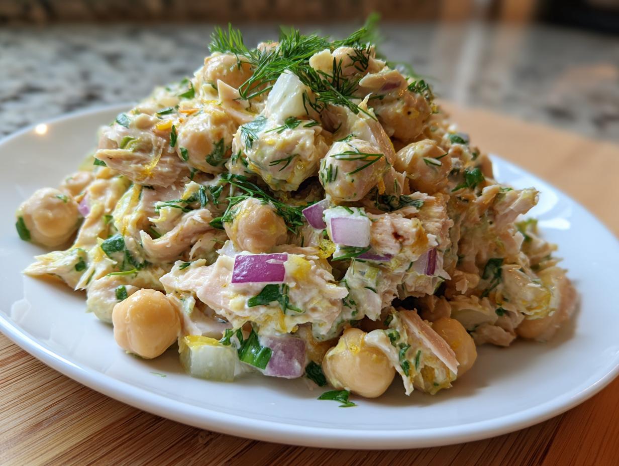 Amazing Healthy Tuna Chickpea Salad with Lemon Dill