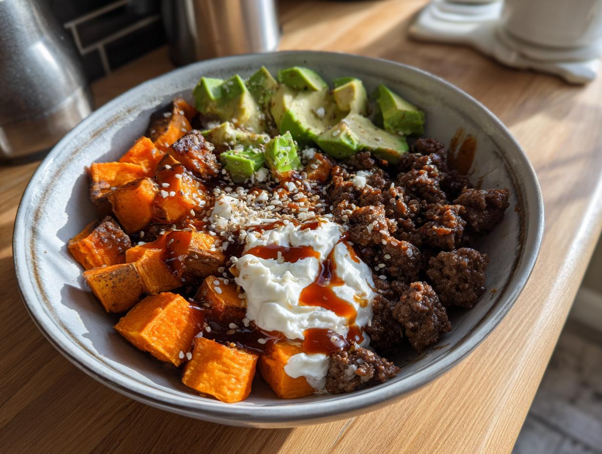 Awesome 42g High Protein Beef Sweet Potato Bowls