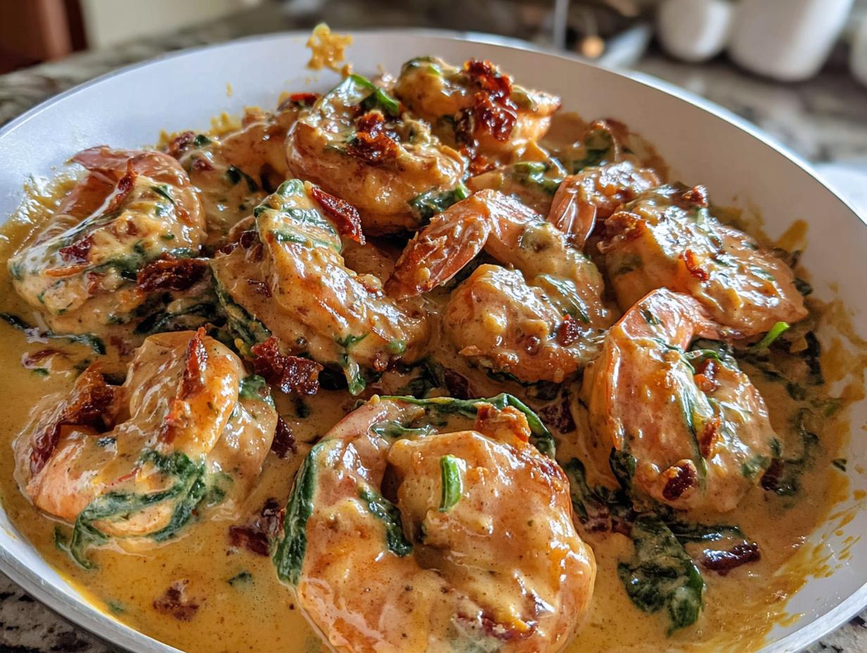 Amazing 25-min High Protein Creamy Sun Dried Tomato Shrimp