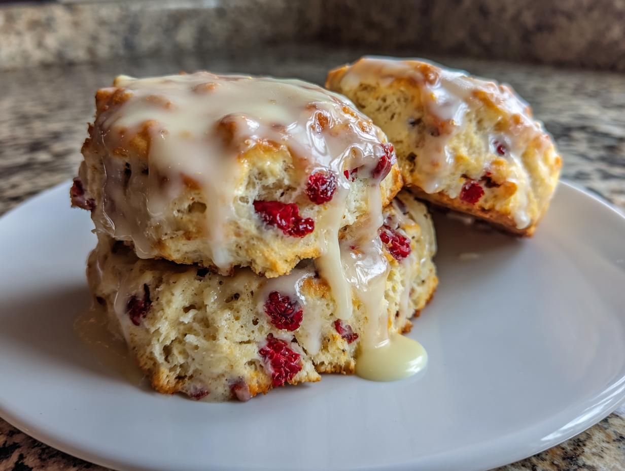 Amazing 10 Lemon Raspberry Scones with Easy Lemon Glaze