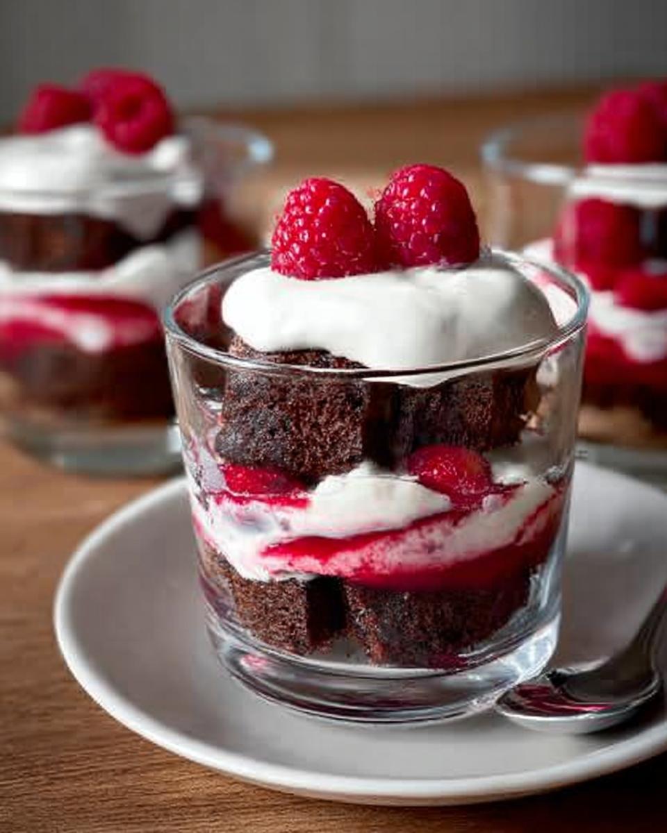Mini Brownie Trifles with Raspberry Layers - detail 1