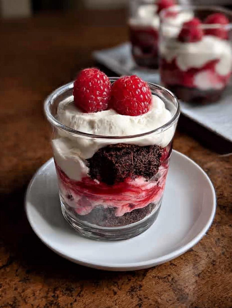 Mini Brownie Trifles with Raspberry Layers - detail 2