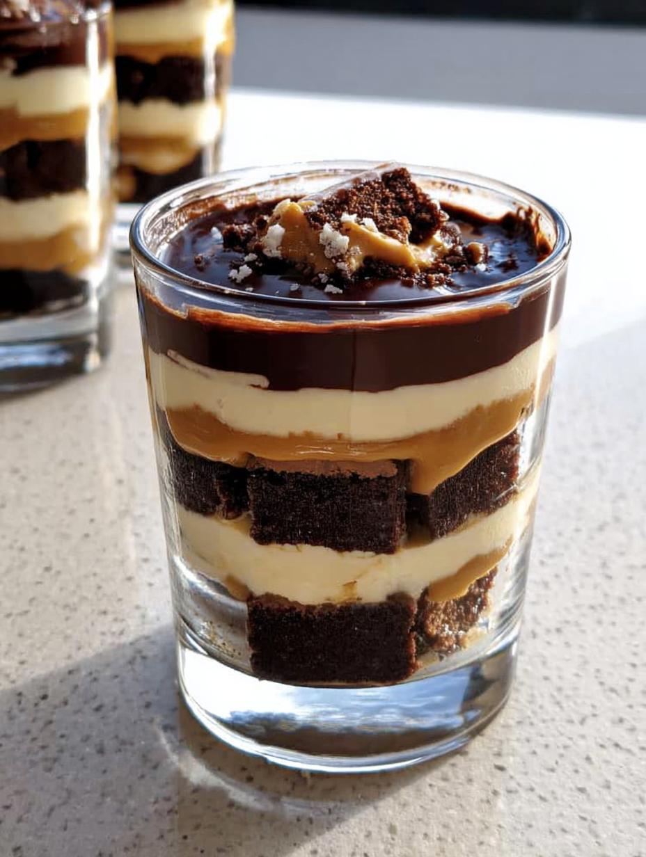 Shocking Peanut Butter Brownie Parfaits 6 Layers 5 Peanut Butter Brownie Parfaits with Chocolate Layers - detail 2