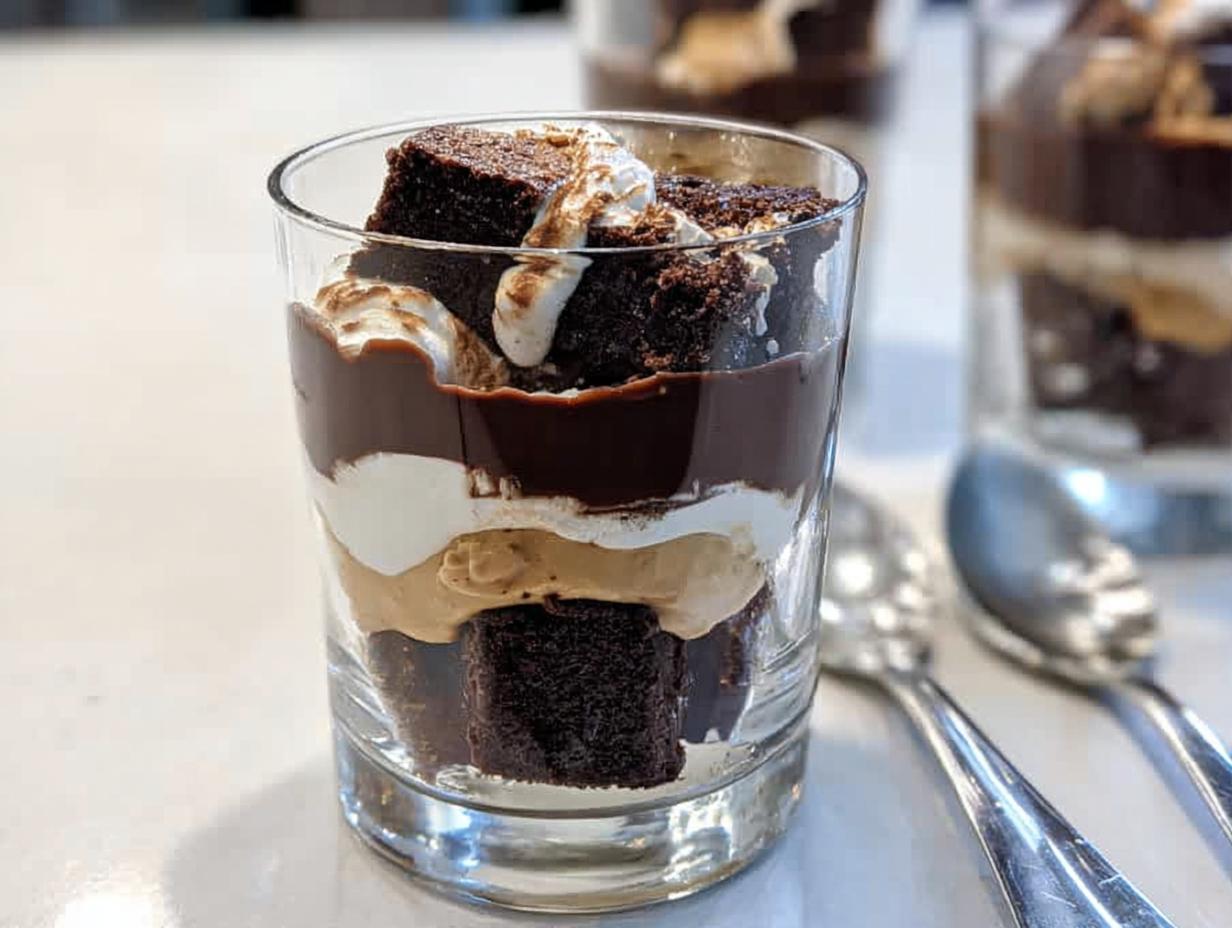 Shocking Peanut Butter Brownie Parfaits 6 Layers