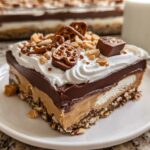 Peanut Butter Pretzel Dessert with Chocolate Layers