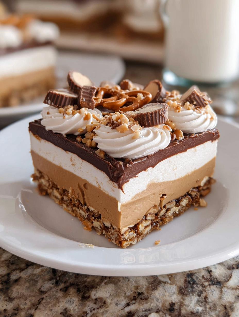 Amazing Peanut Butter Pretzel Dessert with Chocolate Layers 5 Peanut Butter Pretzel Dessert with Chocolate Layers - detail 2