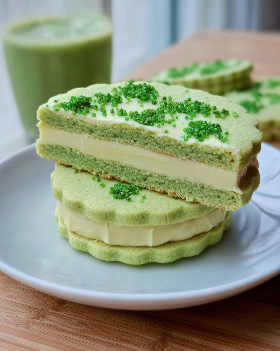 Pistachio Linzer Cookies with Creamy Filling - detail 1