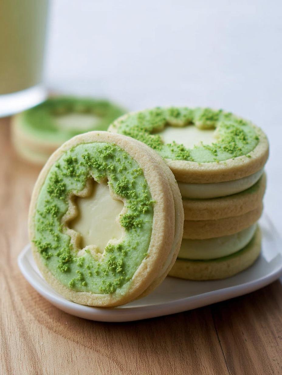 Pistachio Linzer Cookies with Creamy Filling - detail 2