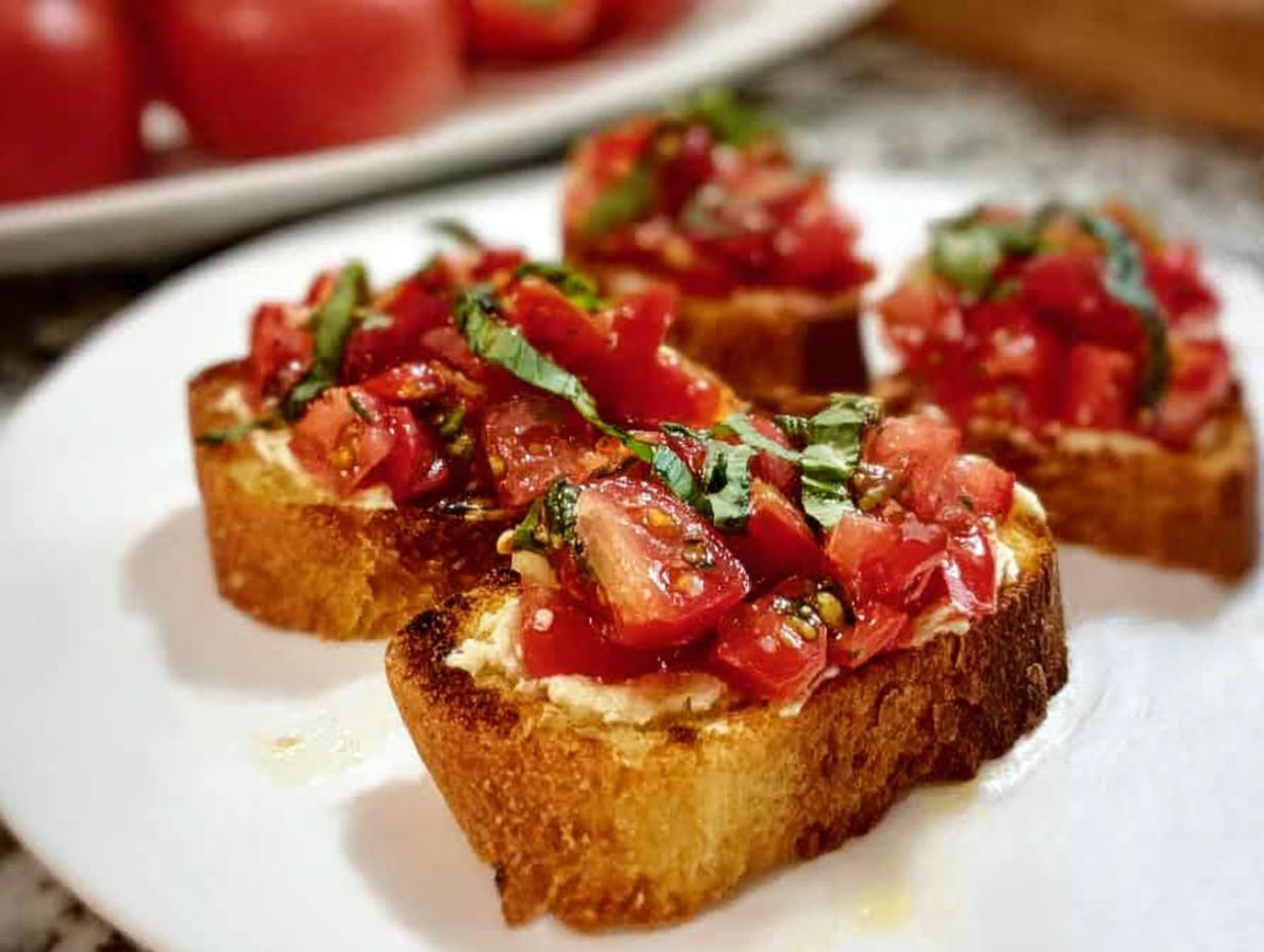 Amazing 1-Hour Roasted Garlic and Tomato Bruschetta
