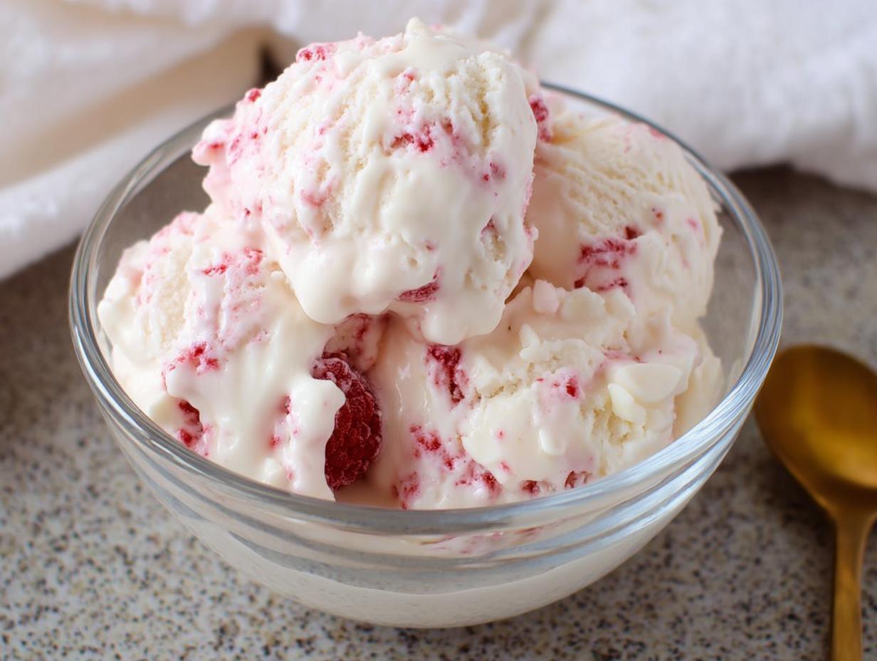 Amazing 5-min White Chocolate Raspberry Protein Ice Cream