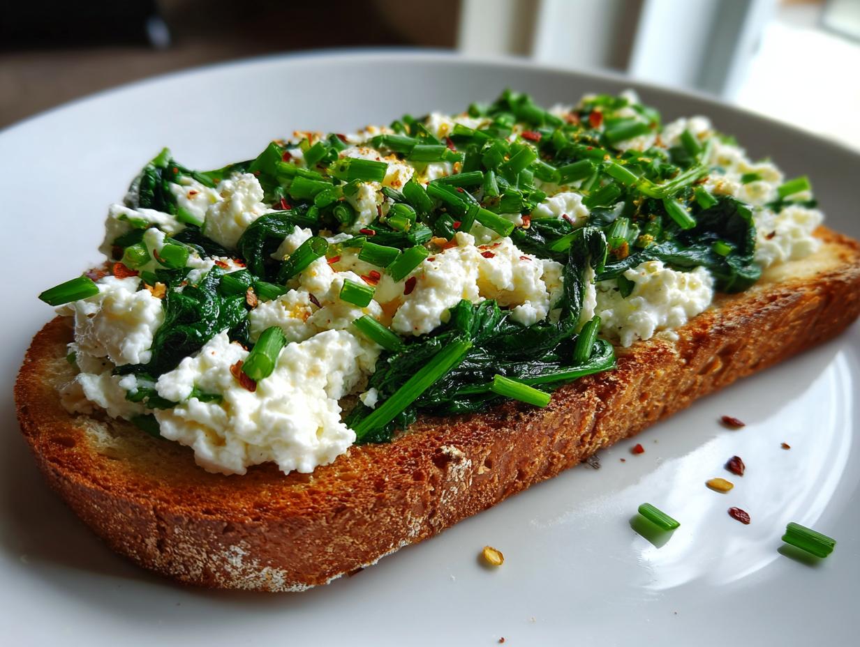 Amazing Cottage Cheese and Spinach Breakfast Toast in 15 Min