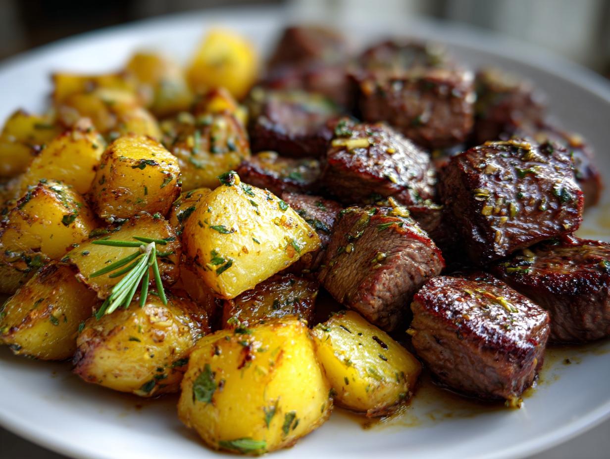 Garlic Rosemary Beef and Potatoes Skillet: 1 Pan Wonder!