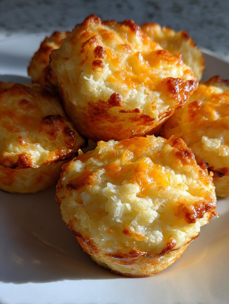 Amazing Cheesy Mashed Potato Muffins in 25 Mins 8 A close-up of golden-brown Cheesy Mashed Potato Muffins topped with melted cheese.