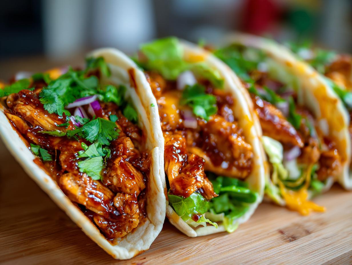 Amazing Garlic Butter Honey BBQ Chicken Tacos (30 Min)