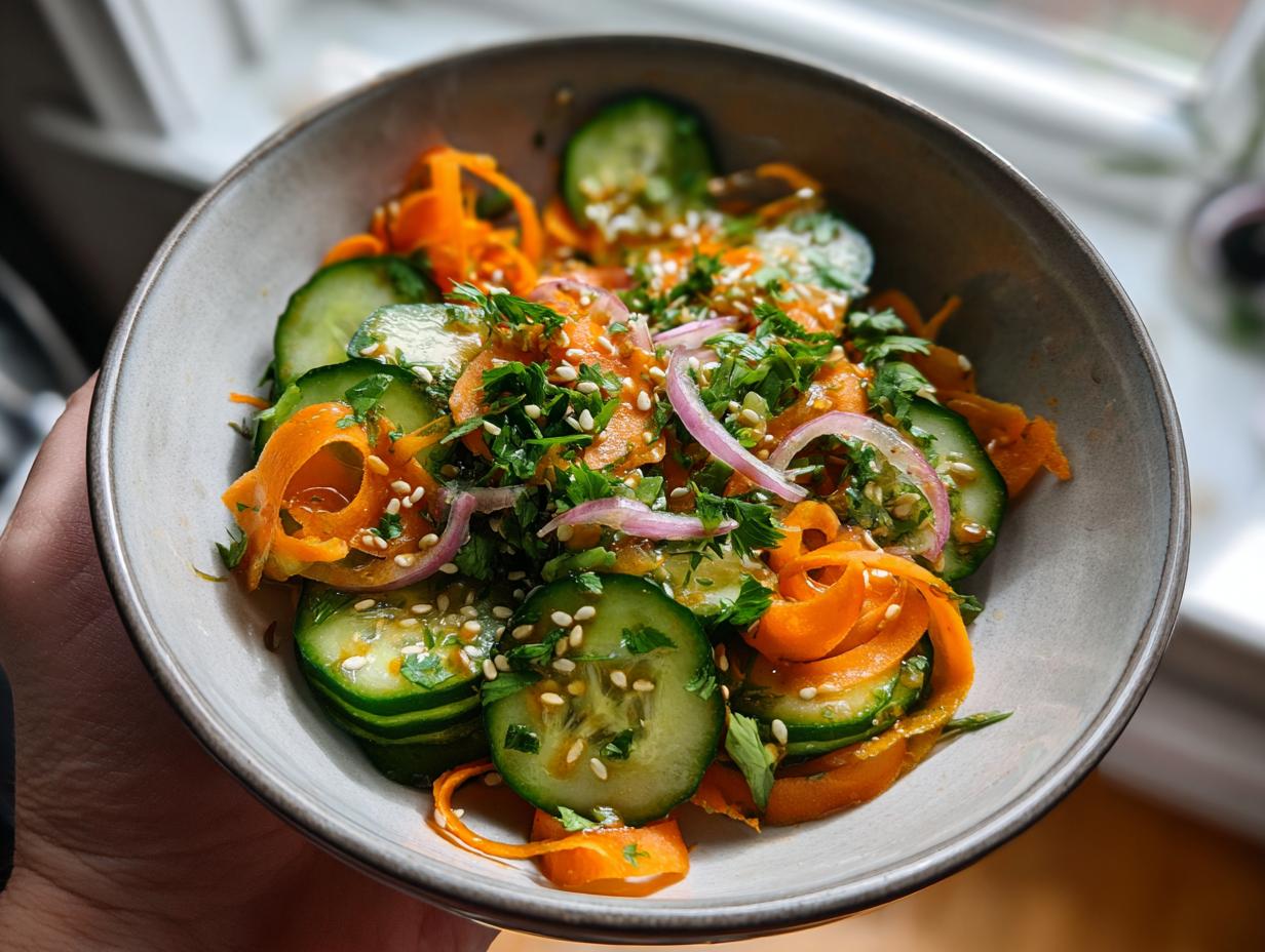 Amazing Low Calorie Cucumber Carrot Crunch Salad