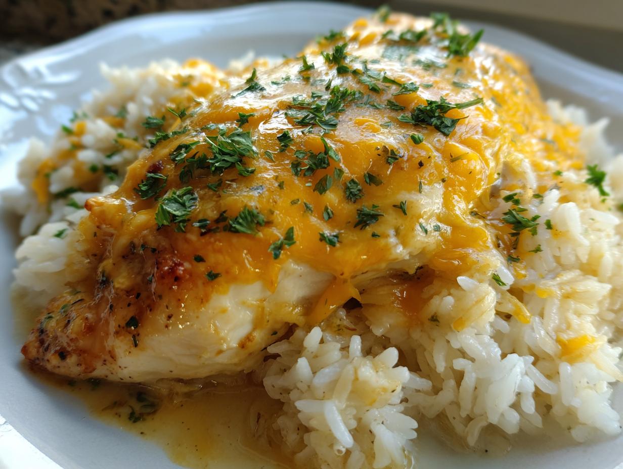 Amazing One Pan Creamy Chicken and Rice Bake