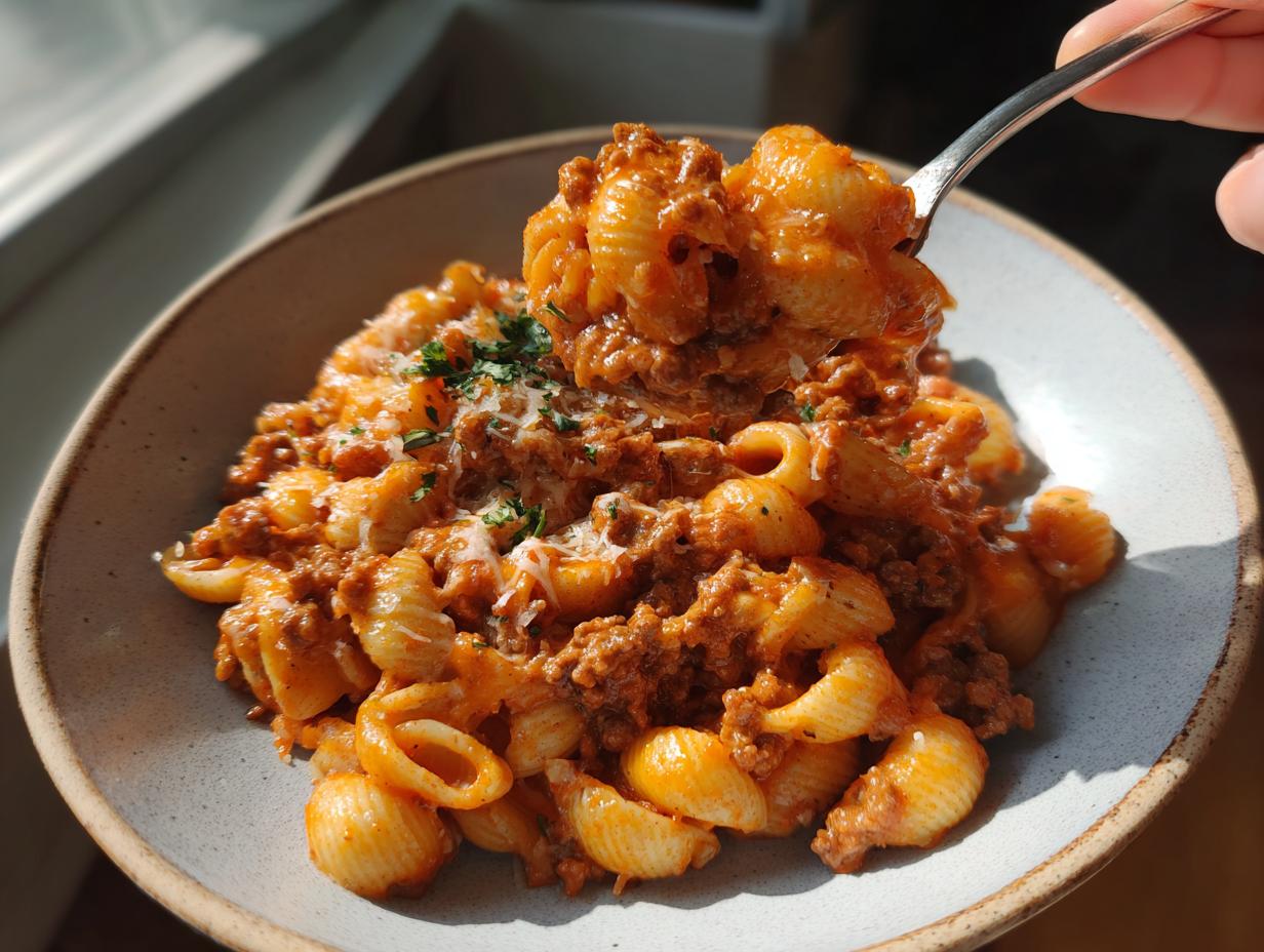 Amazing One Pot Creamy Beef and Shells 30 Min