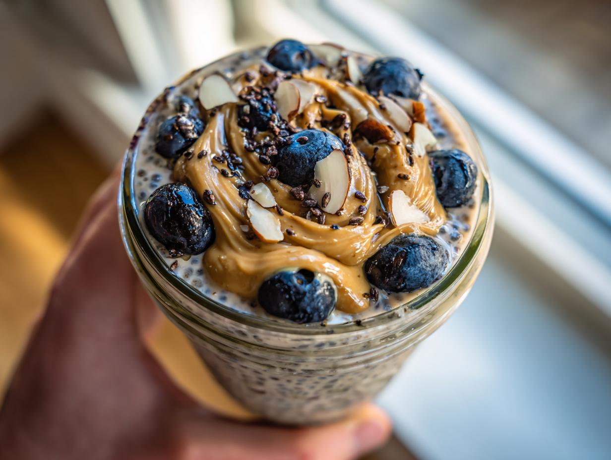 Amazing Protein Chia Seed Pudding with Almond Butter