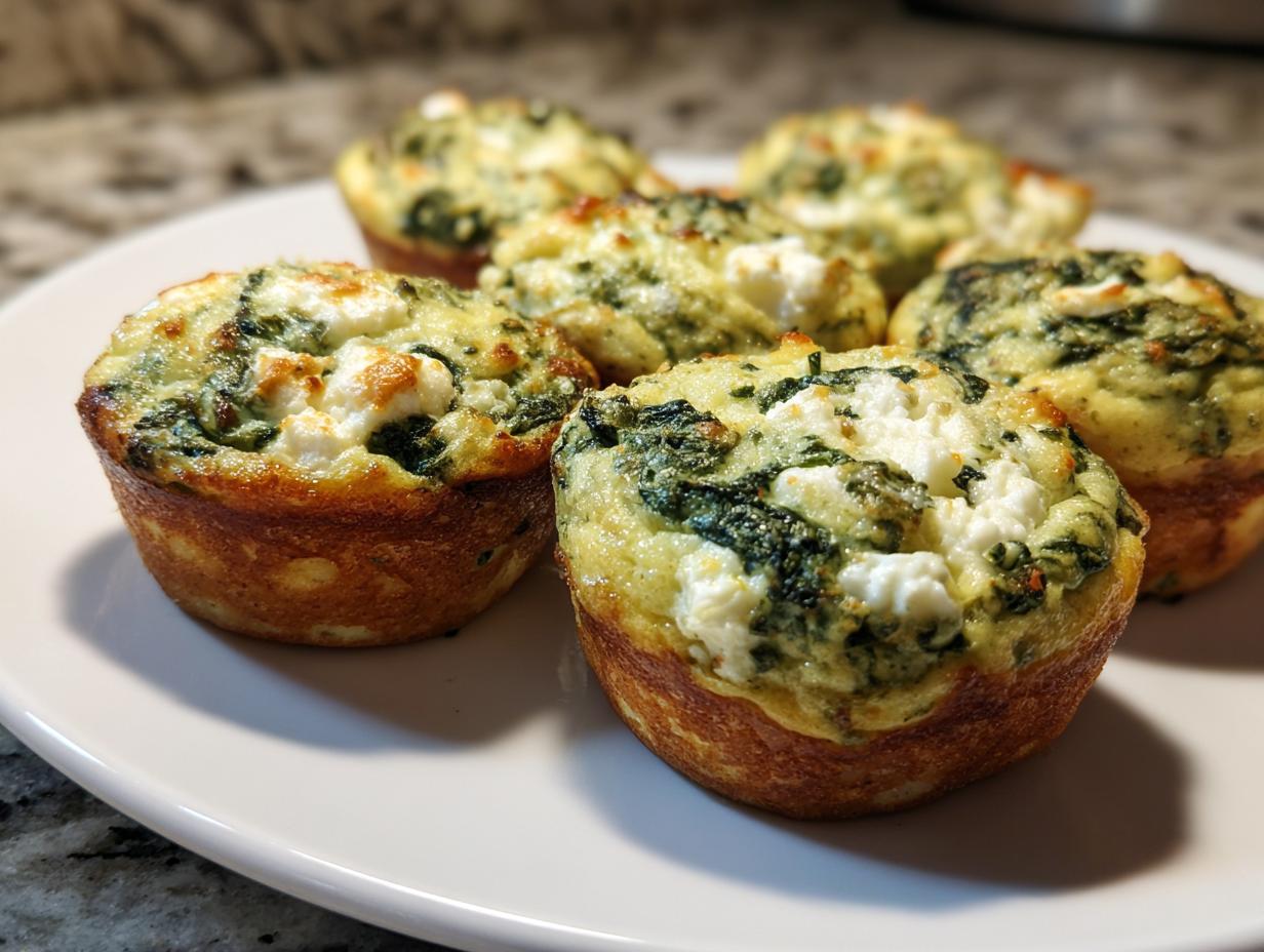 Amazing Spinach and Feta Egg White Muffins: 10g Protein