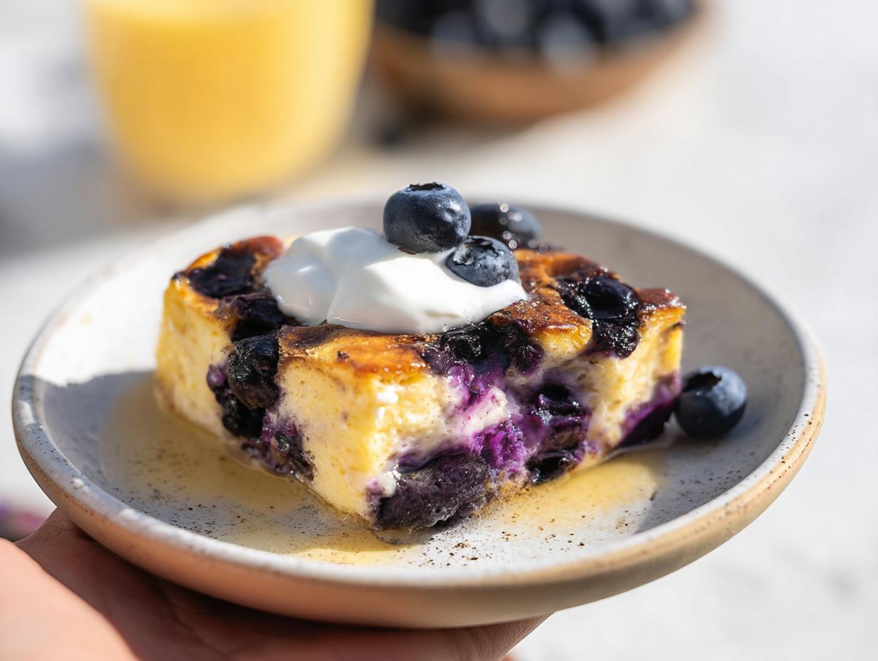 Stunning 17g Protein Blueberry Cottage Cheese Breakfast Bake