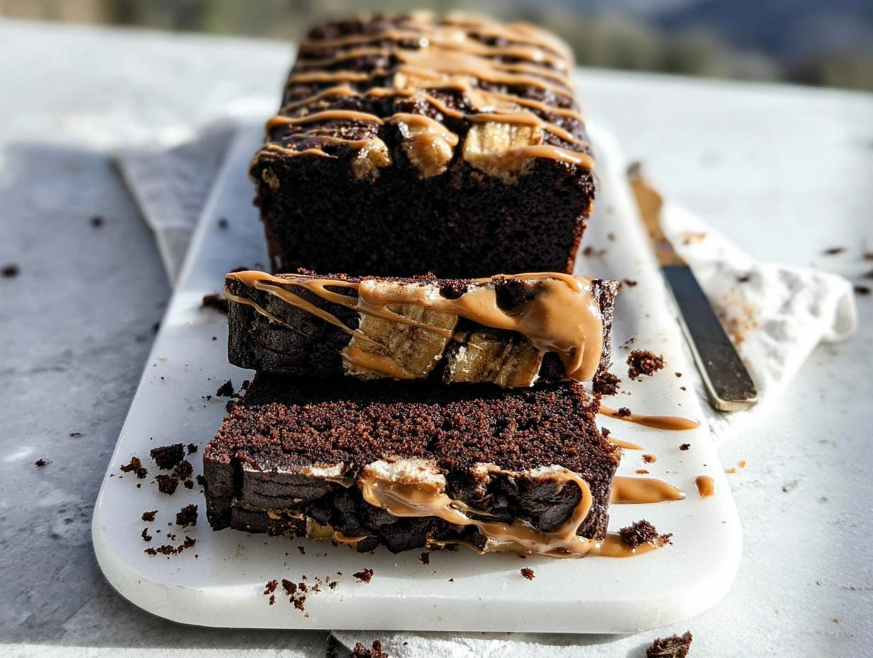 Decadent 1-Bowl chocolate peanut butter banana bread