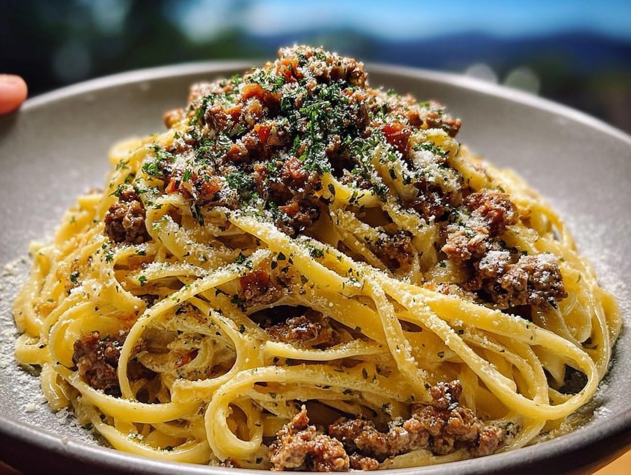 30-Minute Creamy Parmesan Beef Linguine Joy