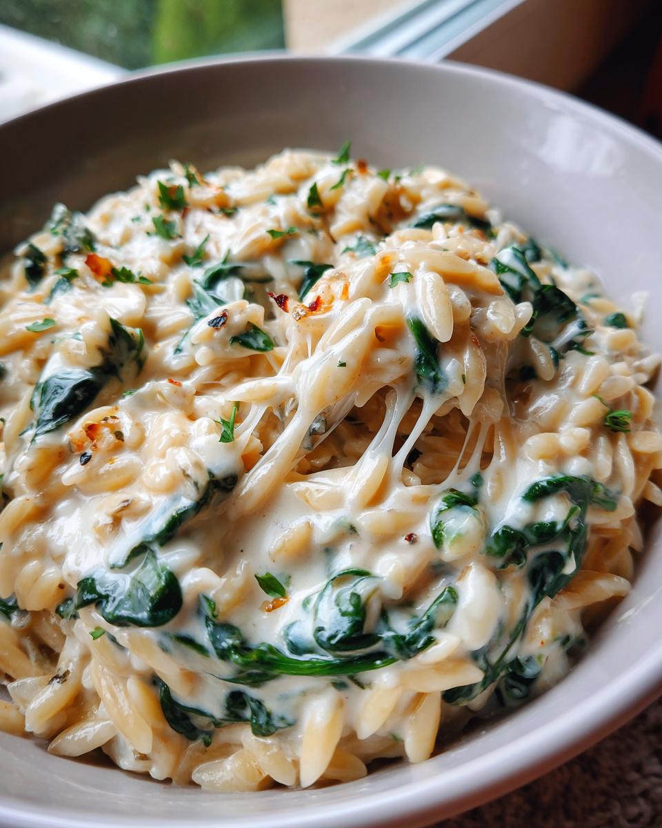 Easy Creamy Spinach Orzo: 20 Min Comfort