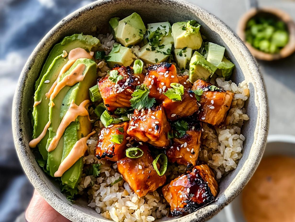 Stunning 30-min Easy Honey Glazed Salmon Bowl