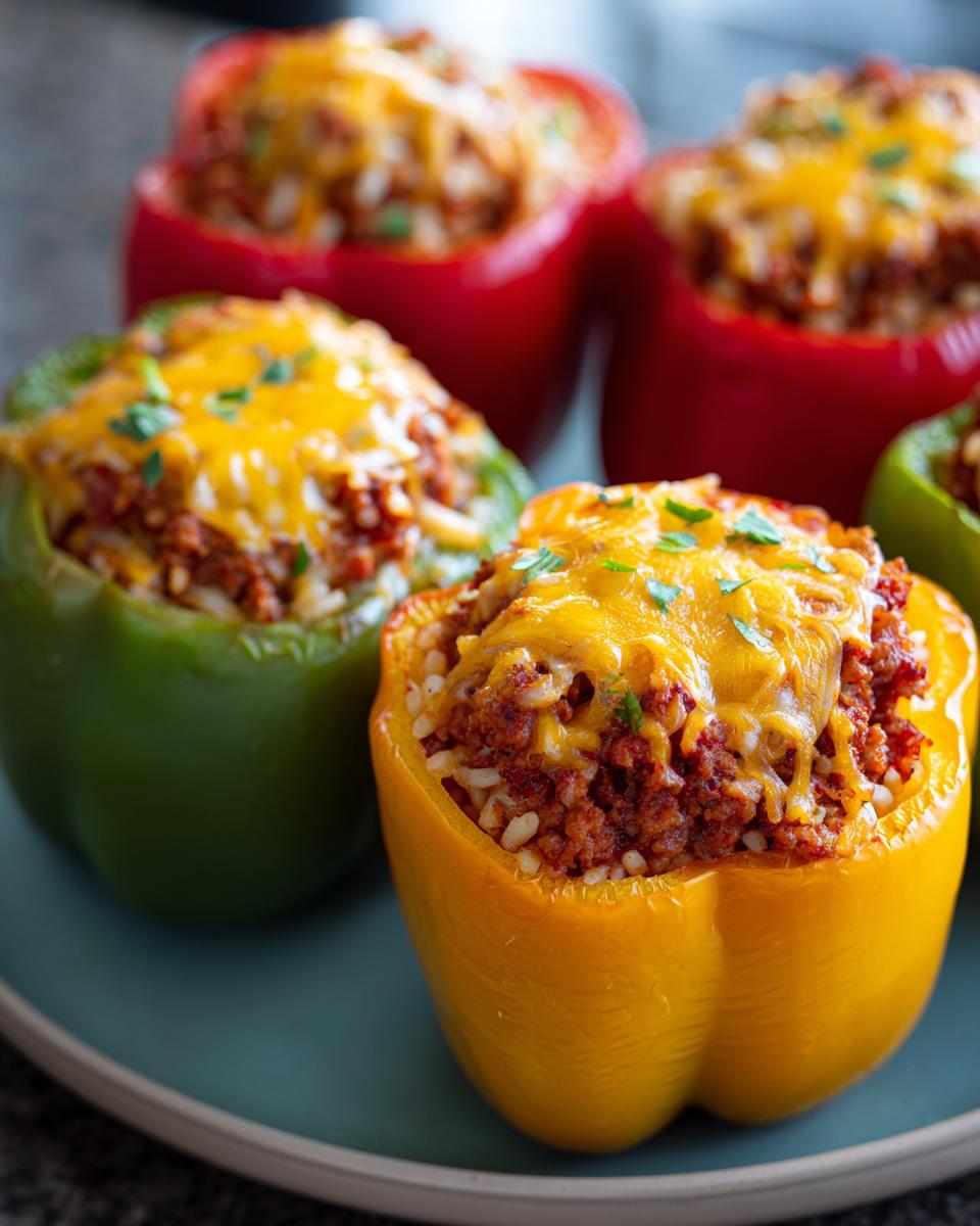 Joyful 4-Ingredient ground beef stuffed peppers