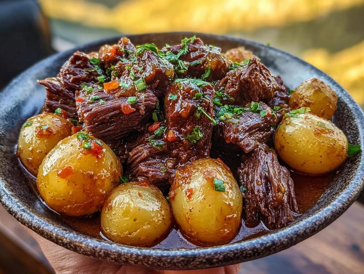 5-Star Slow Cooker Garlic Butter Beef Potatoes