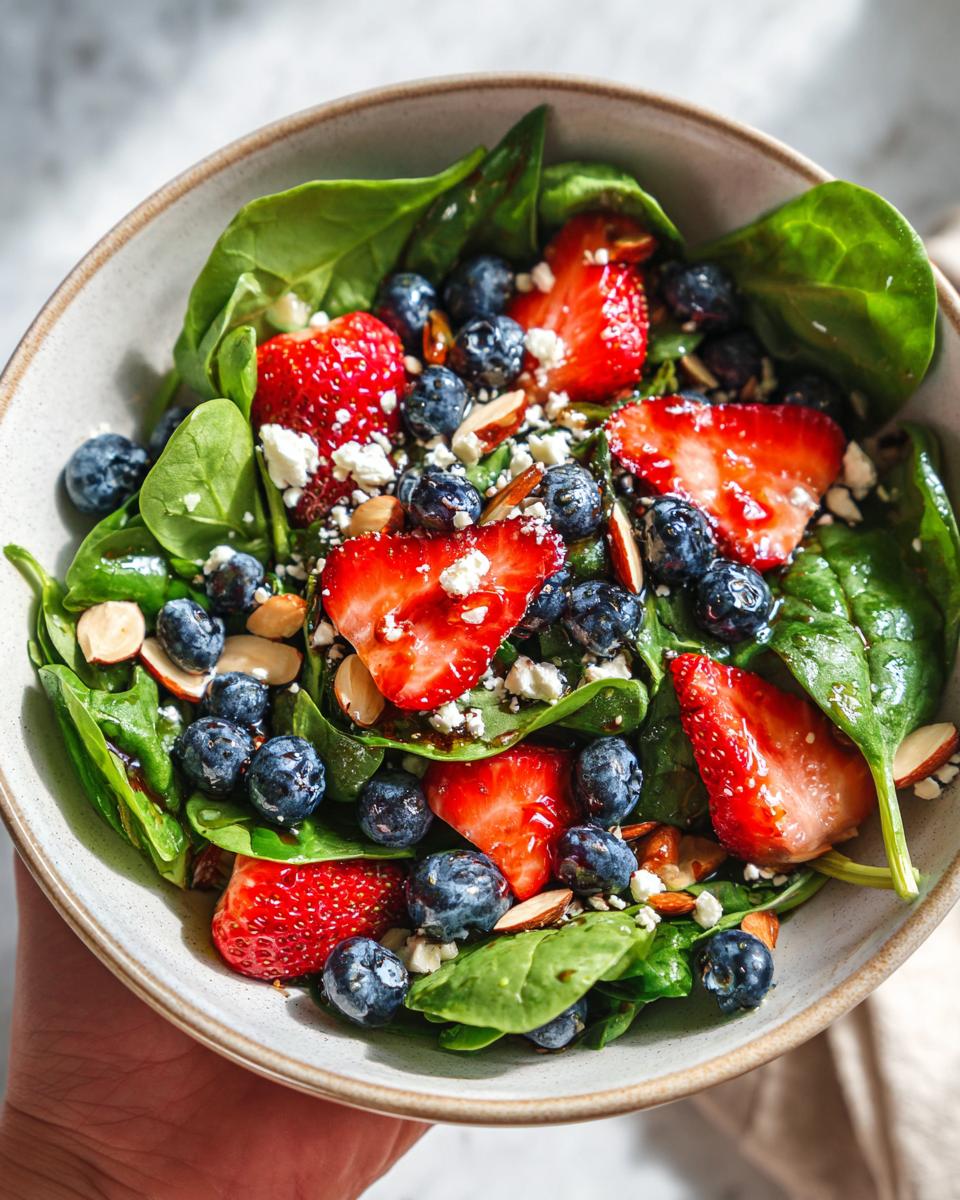 10 Minute strawberry spinach salad Joy