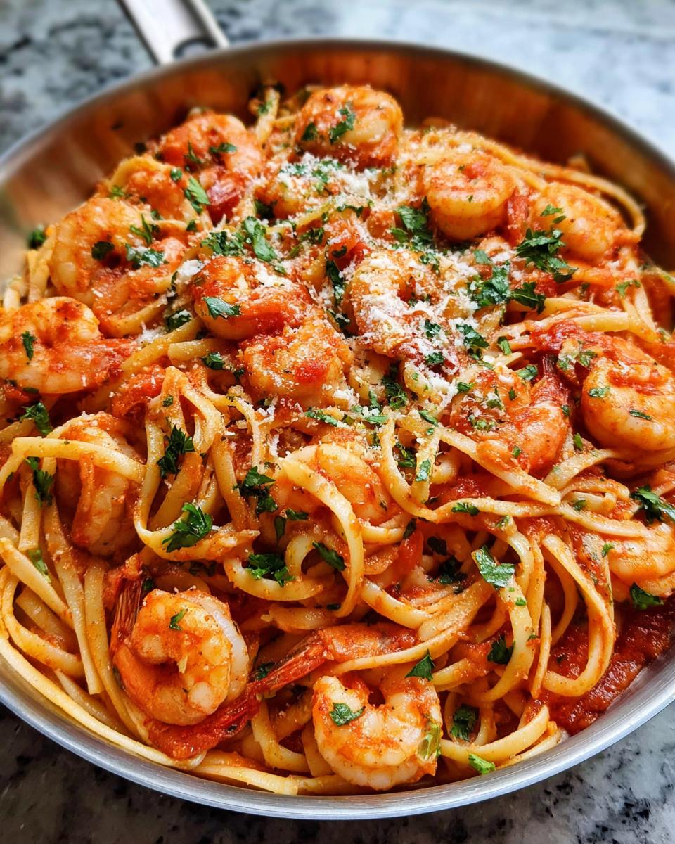 Fast Creamy Tomato Garlic Butter Shrimp Pasta