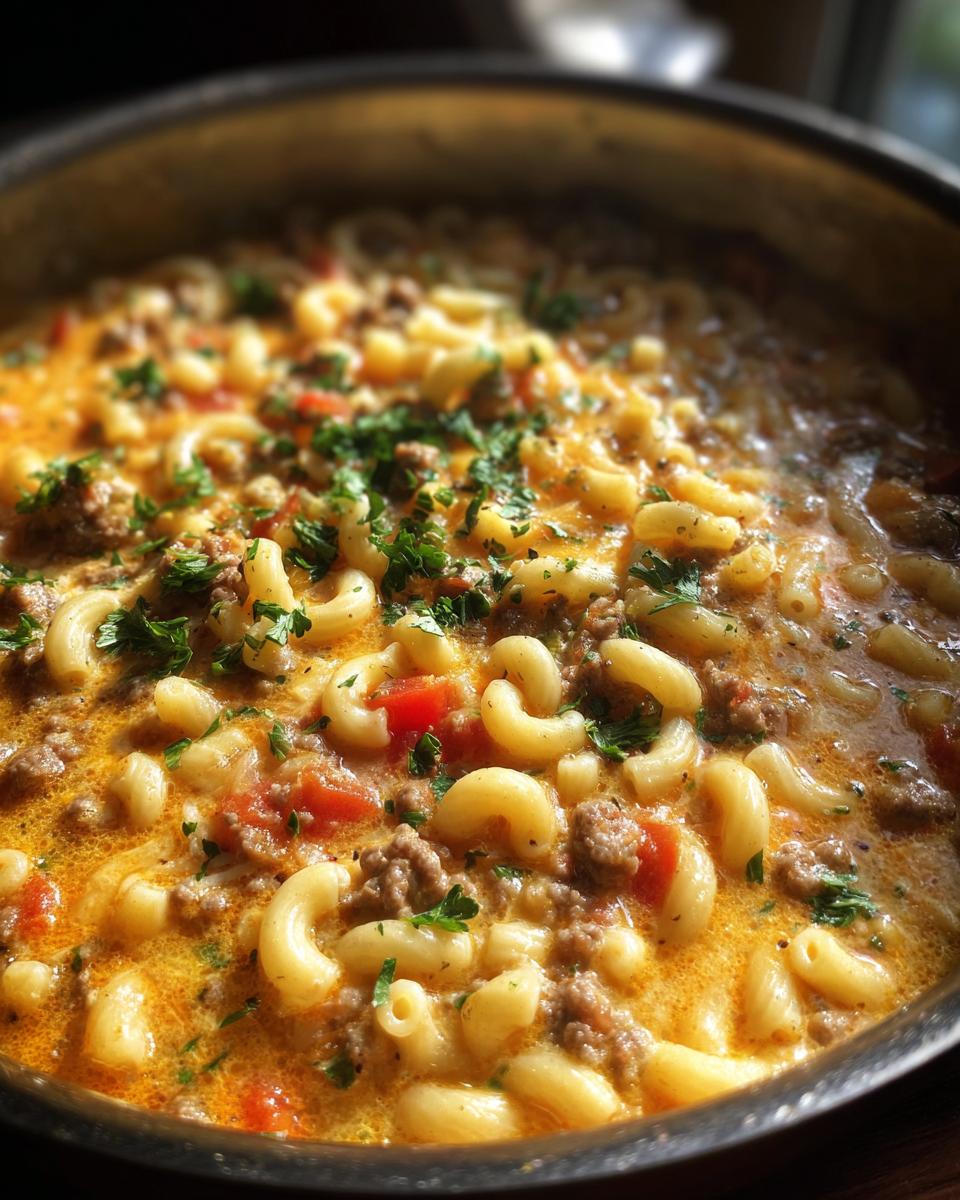 Cheeseburger Macaroni Soup: Pure Comfort