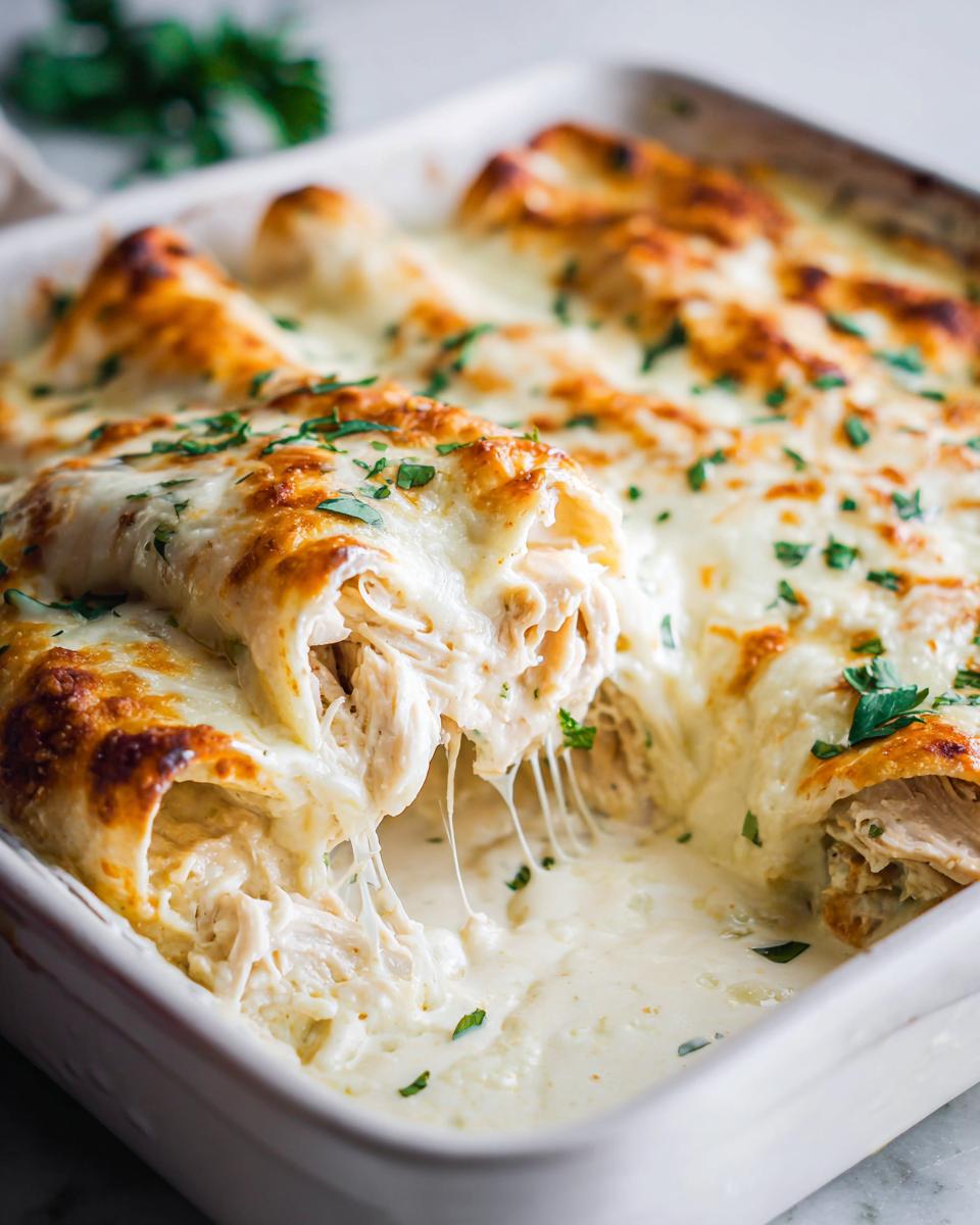 Easy Chicken Enchiladas Sour Cream White Sauce Bliss