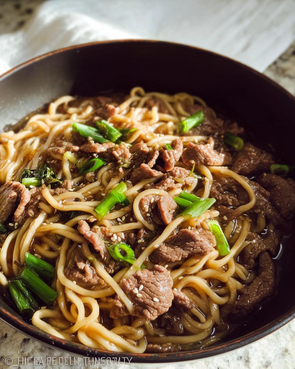 Speedy Garlic Beef Noodle Bowls Recipe