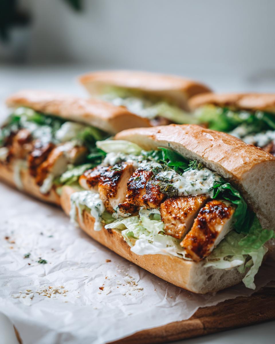 Garlic Butter Chicken Caesar Sandwiches: Easy!
